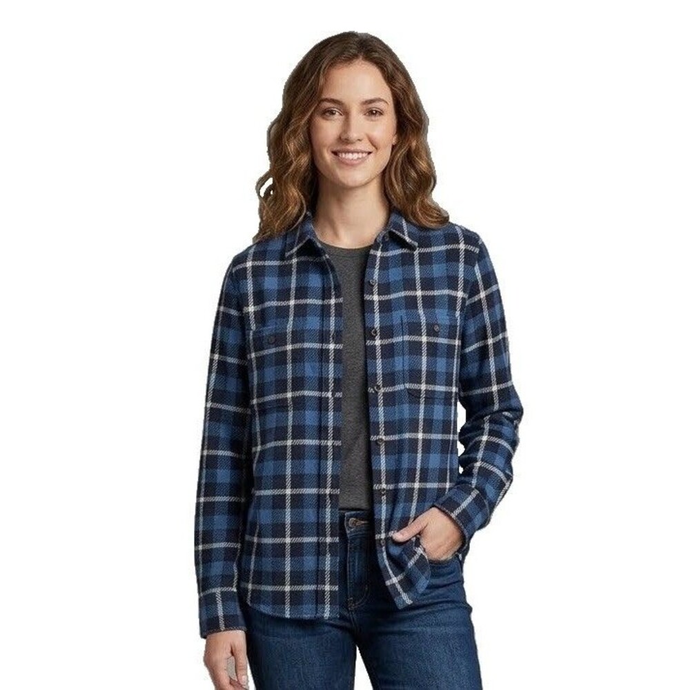 Faherty The Legend Shirt Womens Blue Plaid Long Sleeve Size Small
